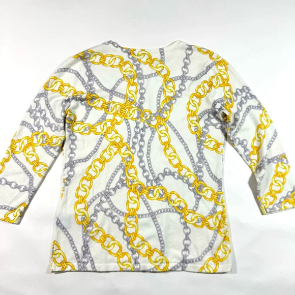 J McLaughlin Chain Print Sweater 3/4 Sleeve Stretch Cotton - Picture 2 of 6